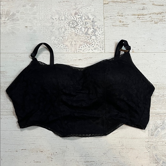 Pink Victorias Secret Black Lace Wireless Lightly Lined Bra Top XL - Picture 3 of 11